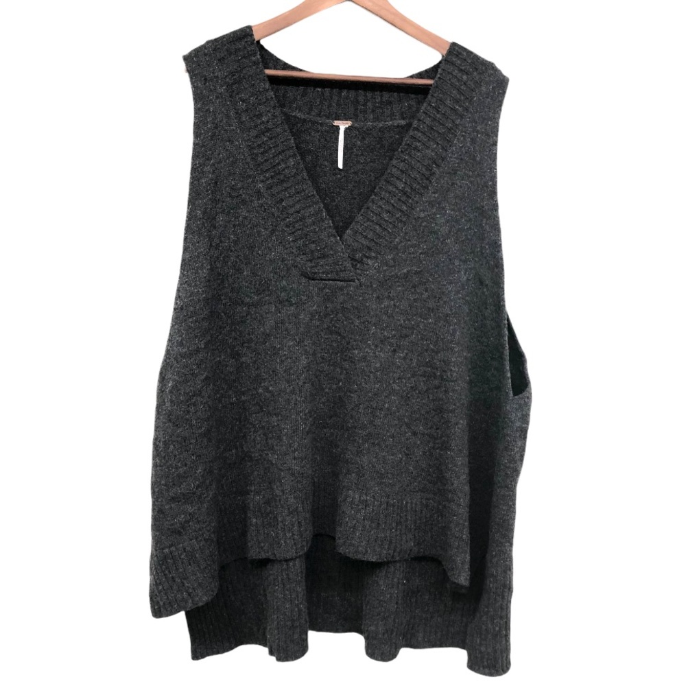 Free people wool oversized tunic sweater vest L